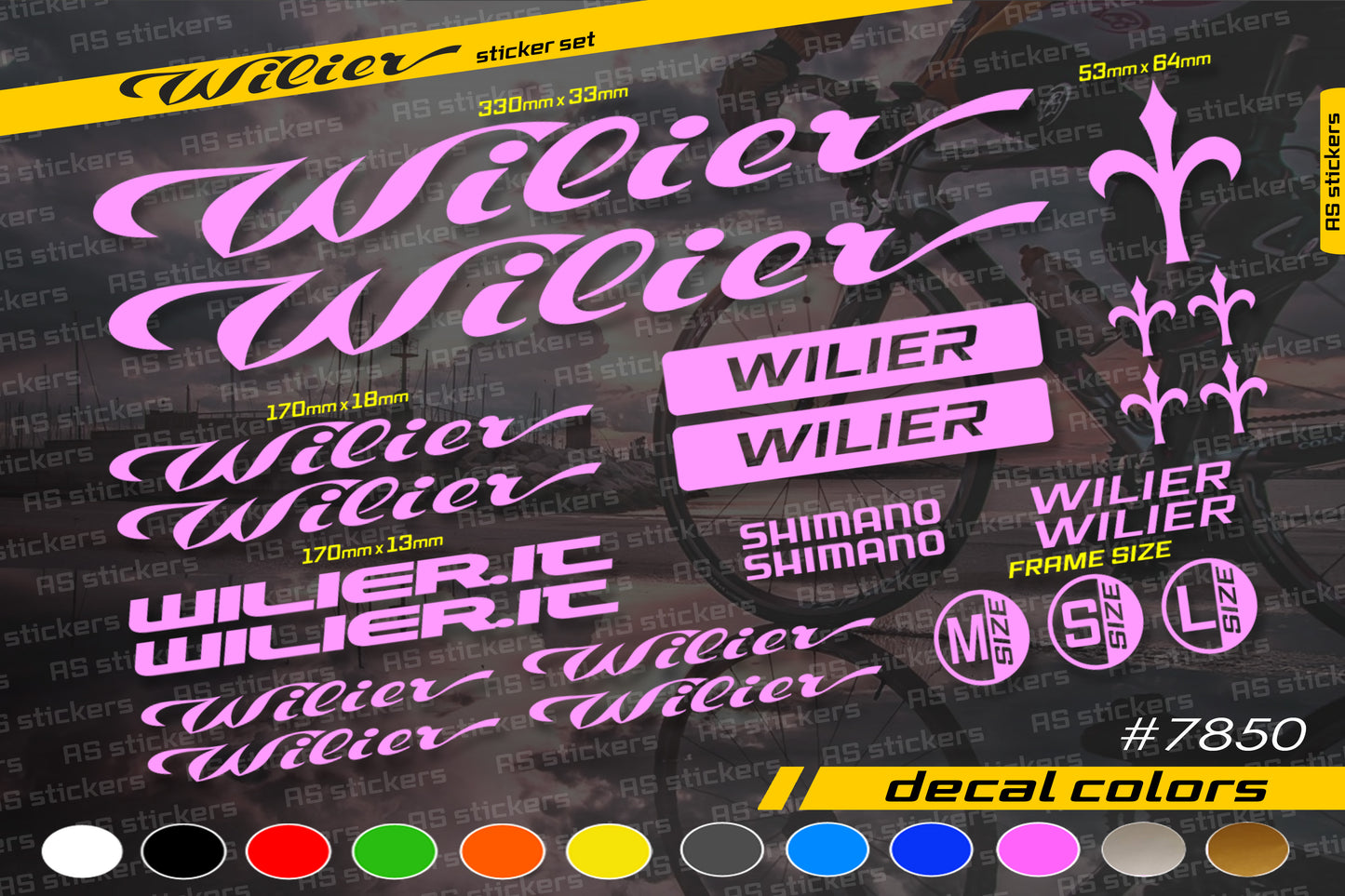 WILIER bike stickers set +fork.  All colors are available