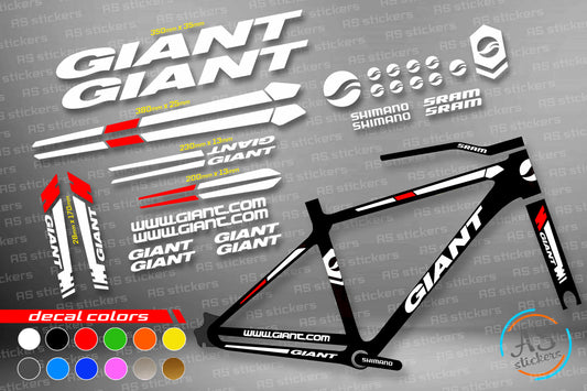 GIANT bike stickers set +fork.  All colors are available