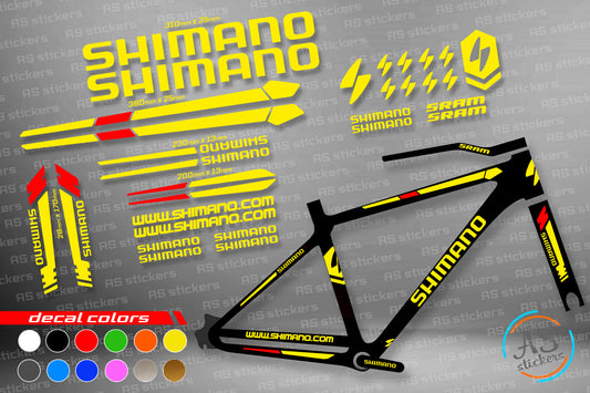 SHIMANO bike stickers set +fork.  All colors are available