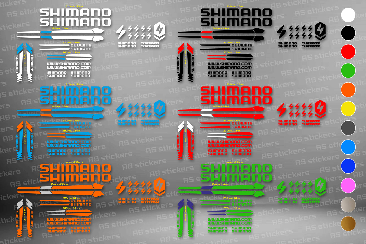 SHIMANO bike stickers set +fork.  All colors are available