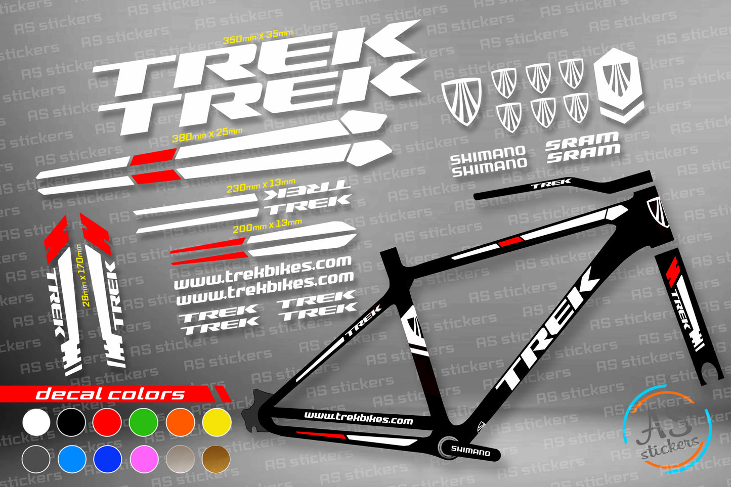 TREK bike stickers set +fork.  All colors are available