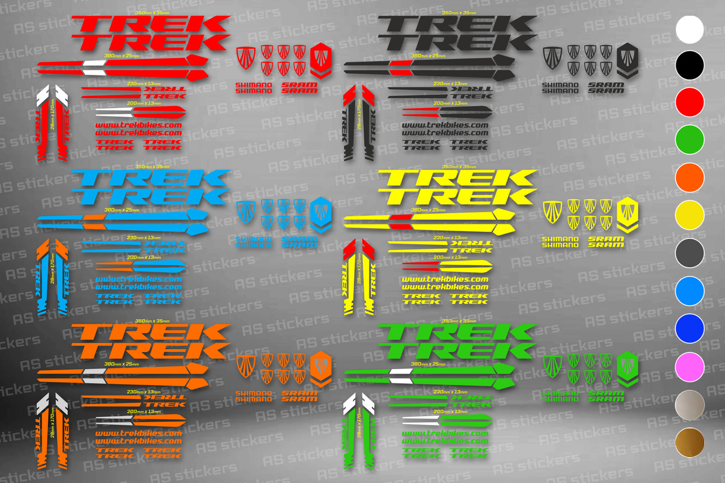 TREK bike stickers set +fork.  All colors are available