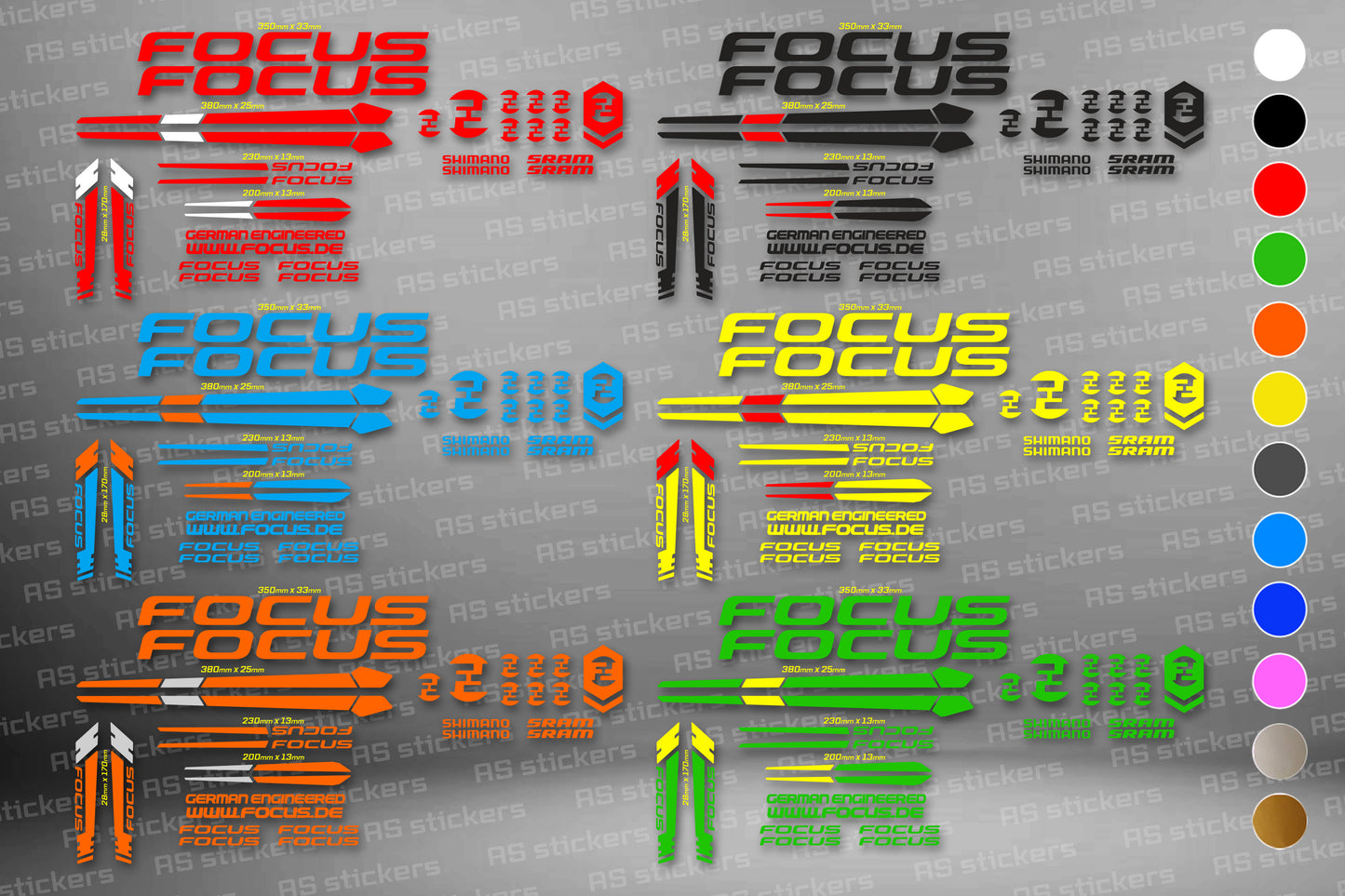 FOCUS bike stickers set +fork.  All colors are available