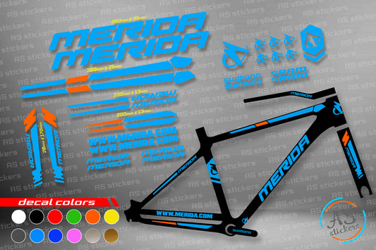 MERIDA bike stickers set +fork.  All colors are available