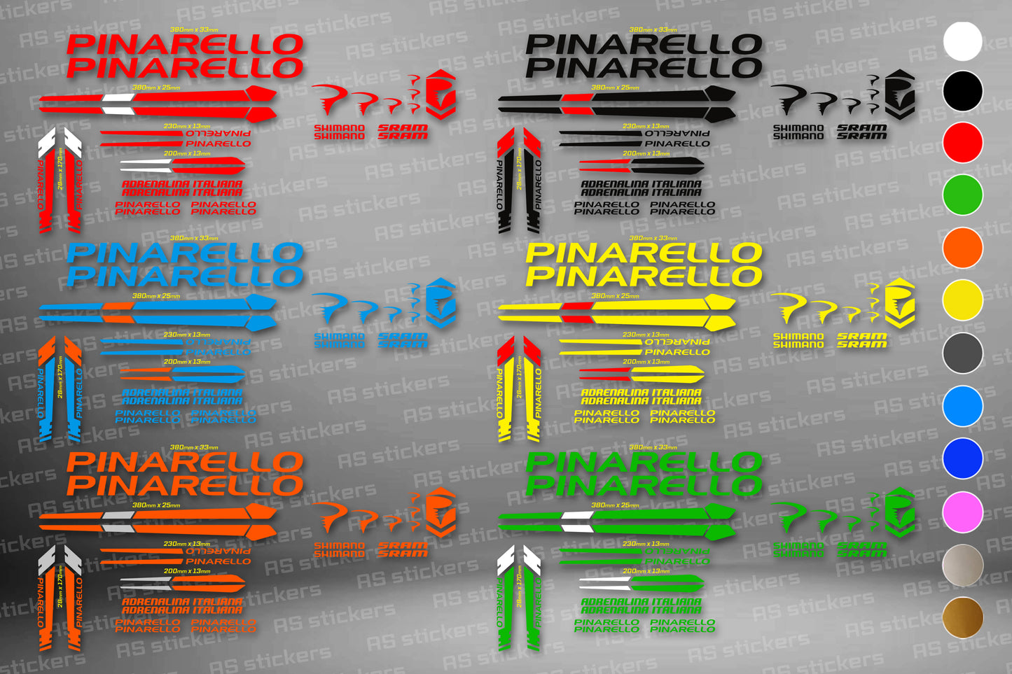 PINARELLO bike stickers set +fork.  All colors are available