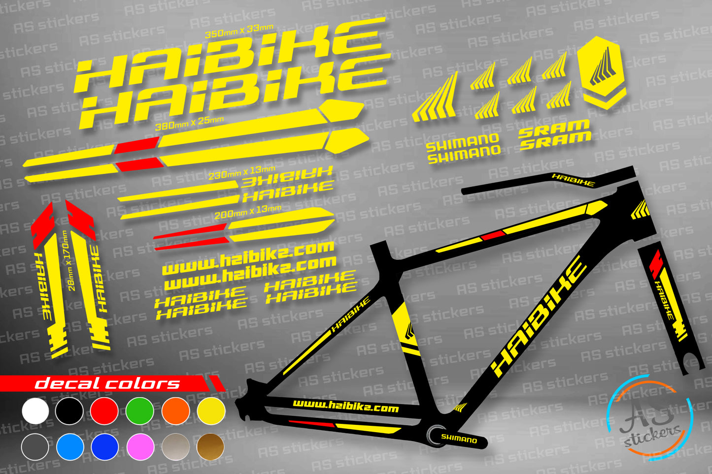 HAIBIKE bike stickers set +fork.  All colors are available