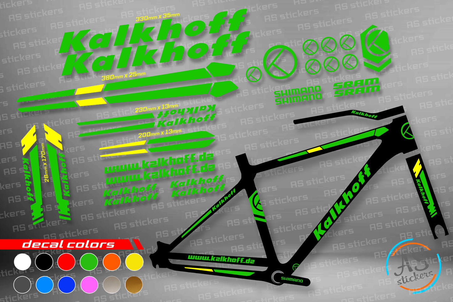 KALKHOFF bike stickers set +fork.  All colors are available