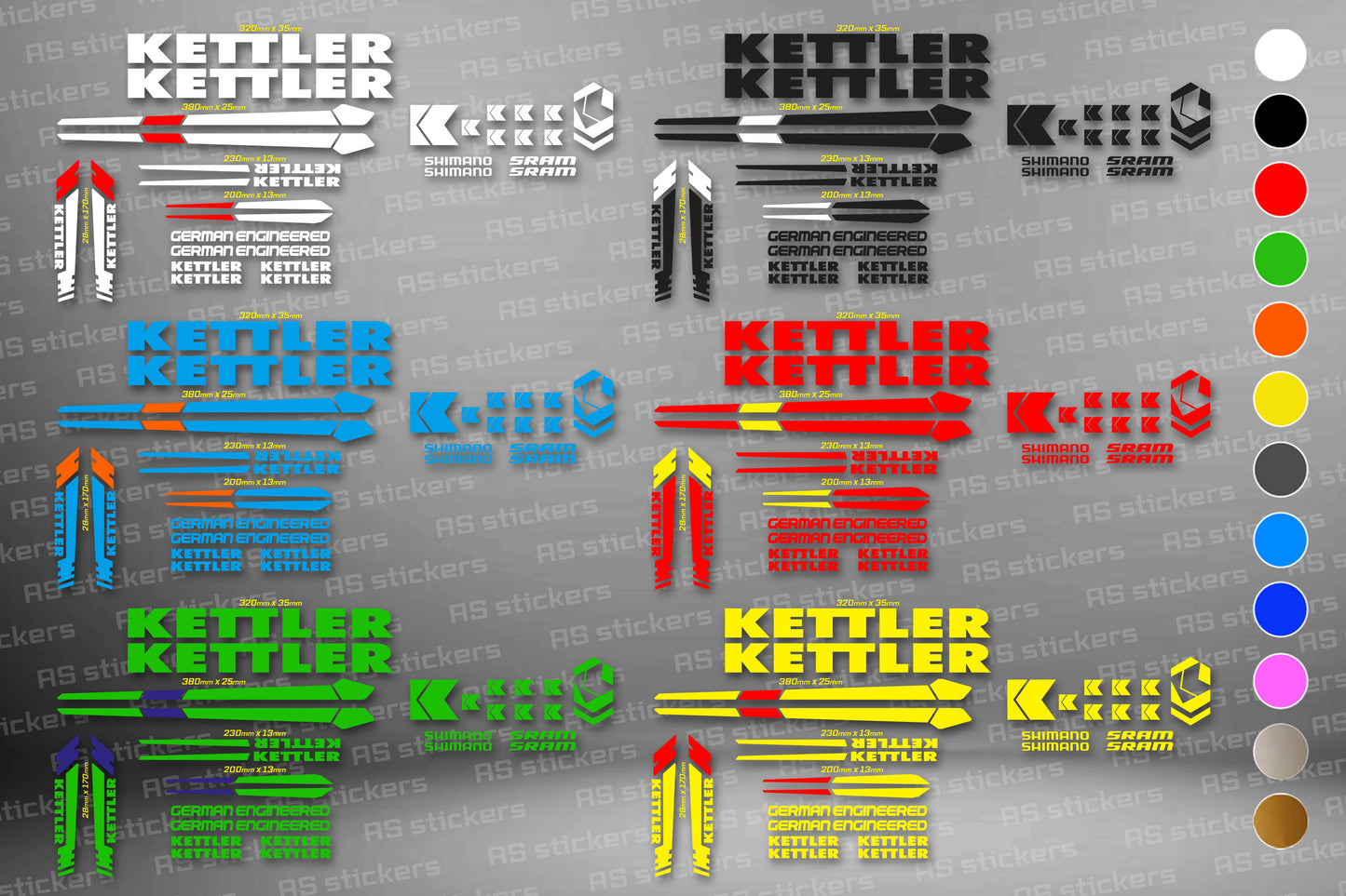 KETTLER bike stickers set +fork.  All colors are available