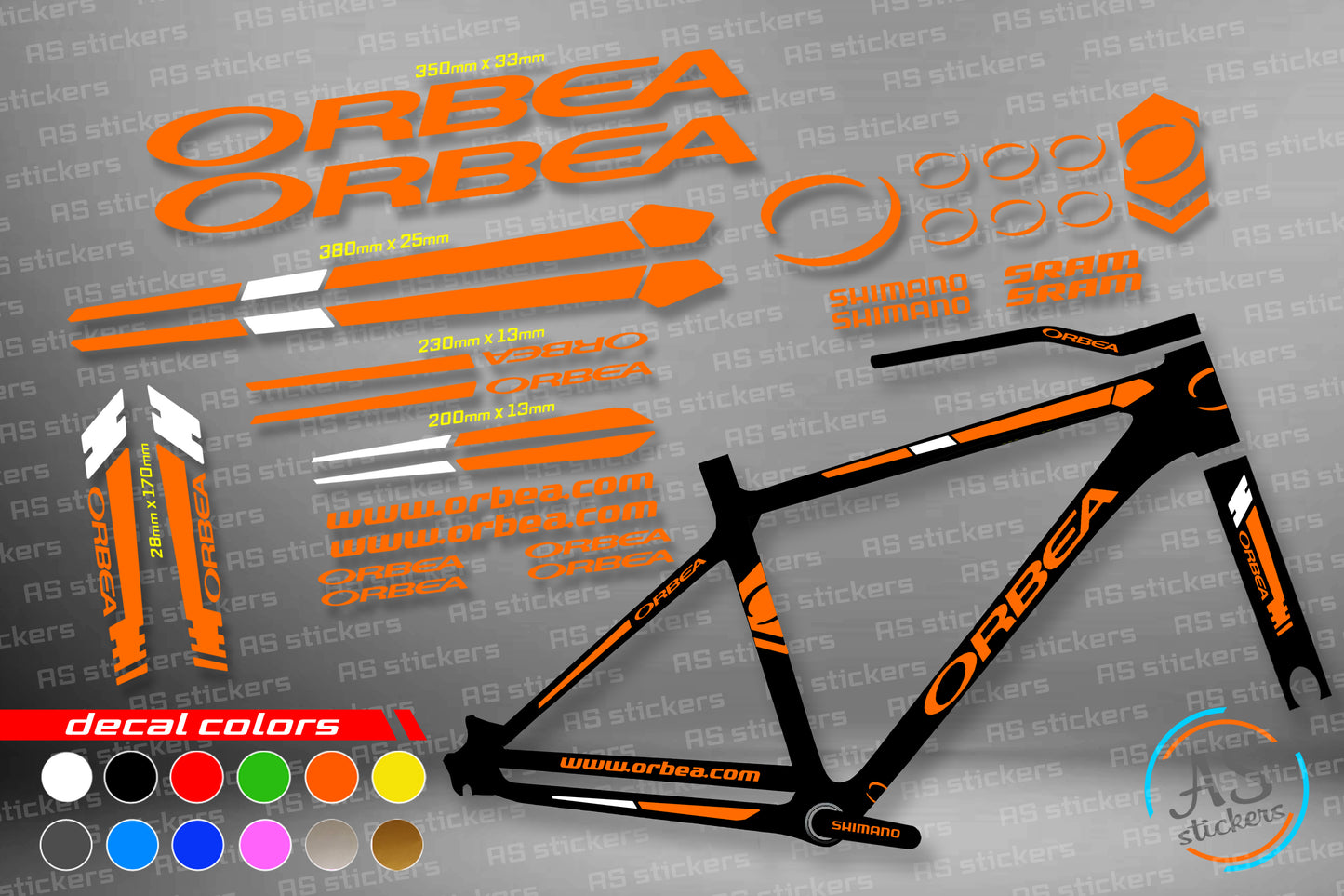 ORBEA bike stickers set +fork.  All colors are available