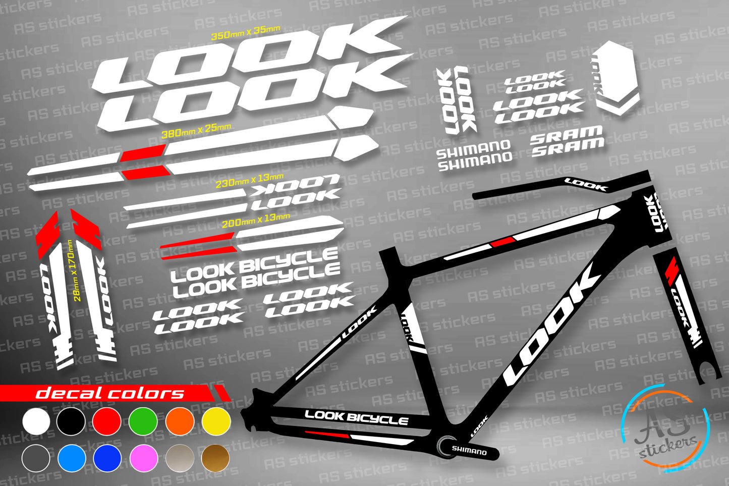 LOOK bike stickers set +fork.  All colors are available