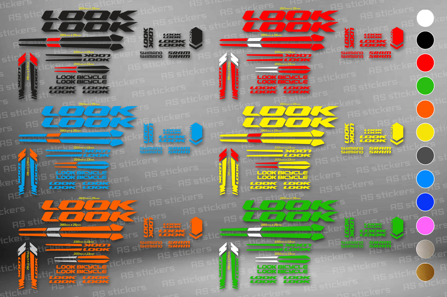 LOOK bike stickers set +fork.  All colors are available