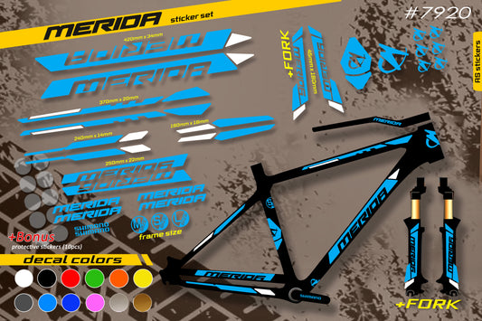 MERIDA bike stickers set +fork.  All colors are available