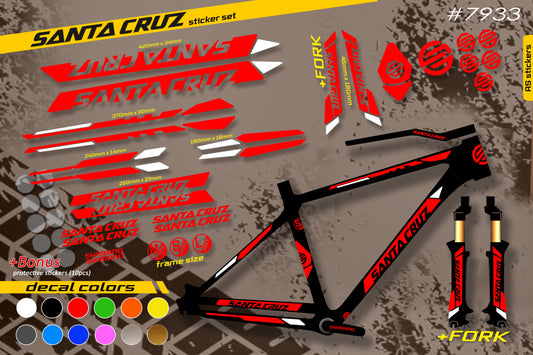 SANTA CRUZ bike stickers set +fork.  All colors are available