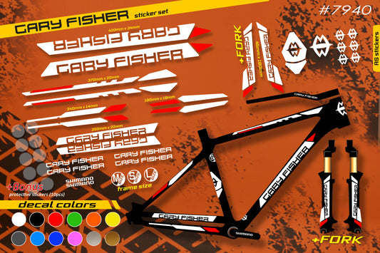 GARY FISHER bike stickers set +fork.  All colors are available