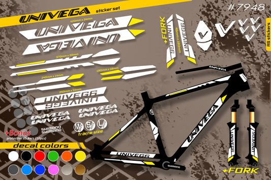 UNIVEGA bike stickers set +fork.  All colors are available