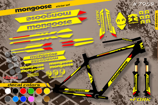 MONGOOSE bike stickers set +fork.  All colors are available